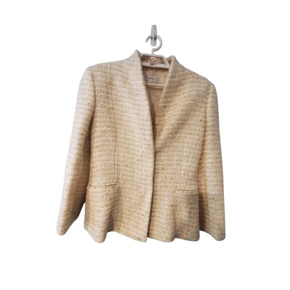 Byblos Blazer jacket womens 42 tweed cream  wool mohair blend - Picture 1 of 4